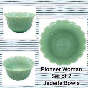 Set of 2 The Pioneer Woman‎ Timeless Beauty Jadeite Glass Cereal Bowls NWT